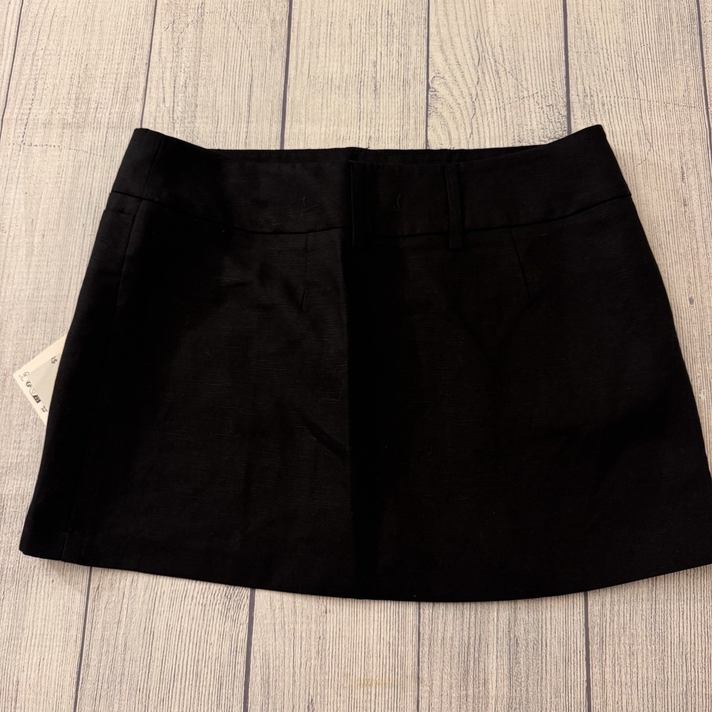 Zara Women's Black Linen Blend Mini Skirt Size S NWT Belt Loops Career - Picture 7 of 7